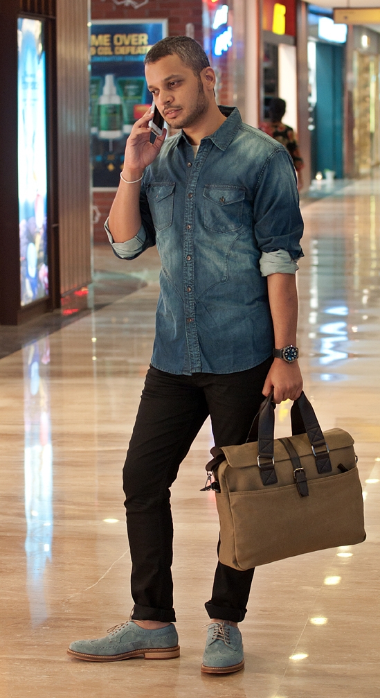 guess denim shirt mens